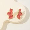 1 Pair Stud Earrings Maple Leaf Flower Women Earrings Smooth Surface Lightweight Ear Studs Jewelry Accessories
