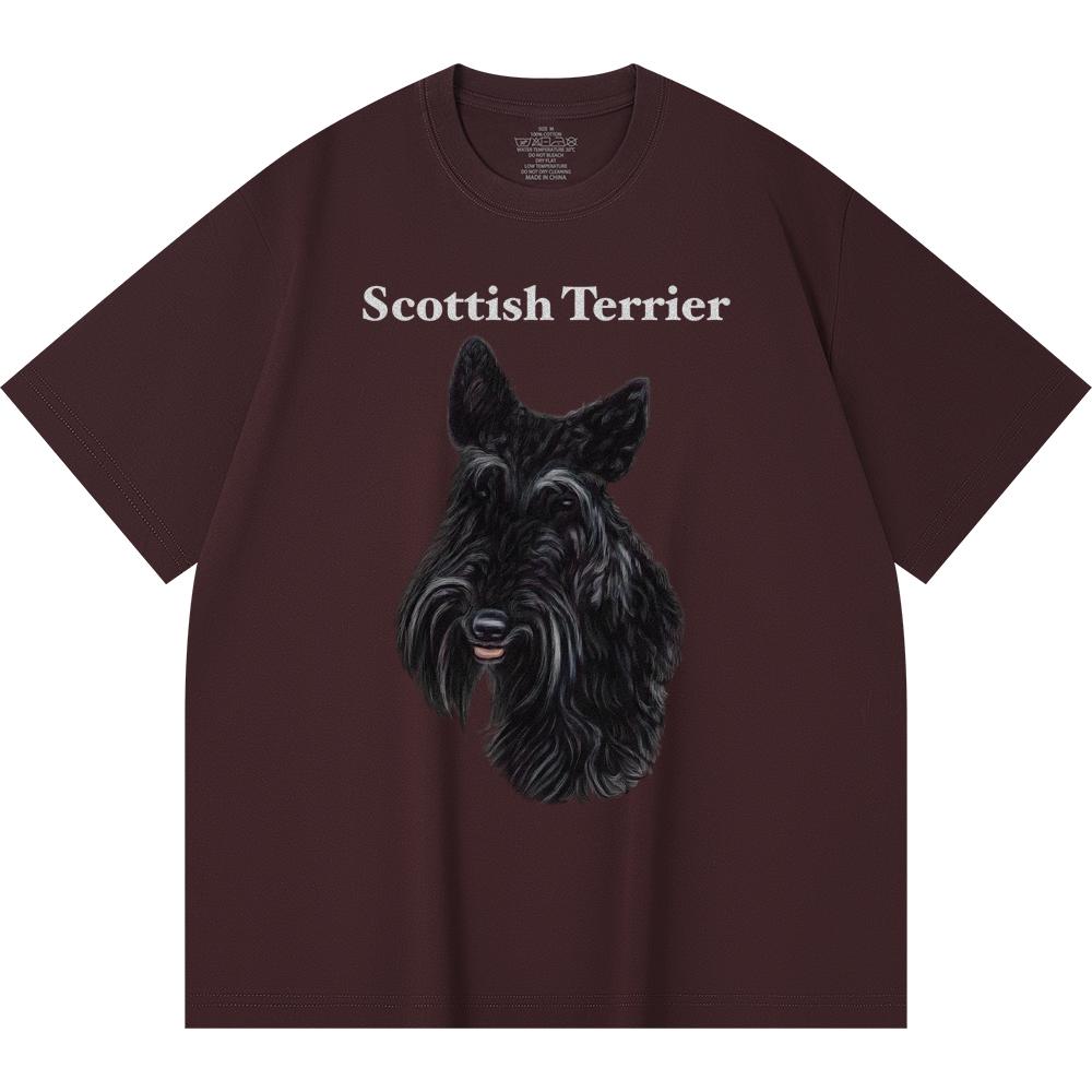 

Футболка из 100% хлопка плотностью 230 г/м2 с принтом шотландского терьера, забавная футболка из чесаного хлопка в стиле Харадзюку 2XL вино красного