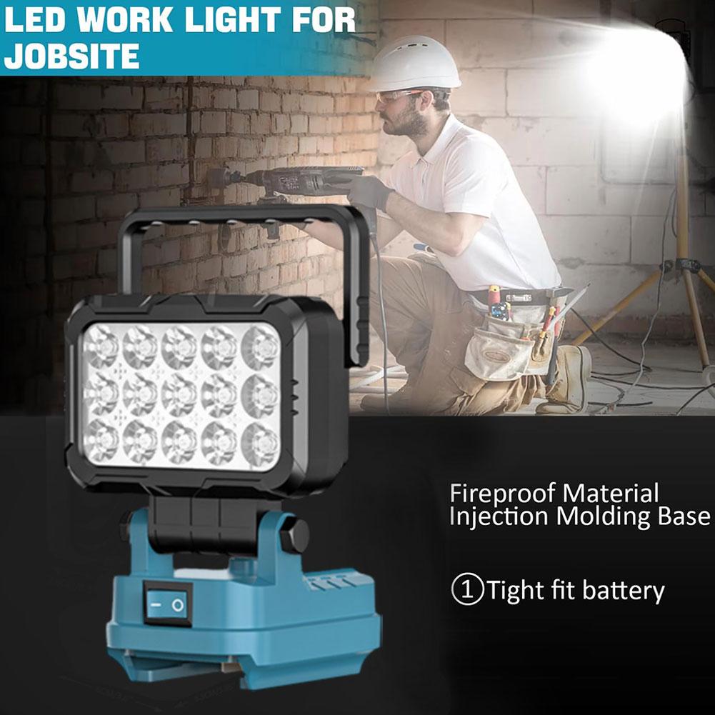 Power Tool Accessories For Makita 18V Battery LED Working Light Emergency Lamp Flashlight Torch Spotlight With Dual USB BL1830