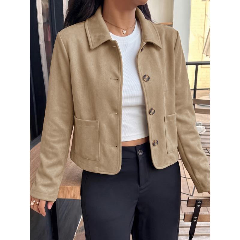 Women S Casual Loose Short Faux Suede Lapel Coat
