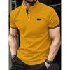 Stylish Gradient Striped Short-sleeve Polo Shirt, Ideal for Casual Daily Wear.
