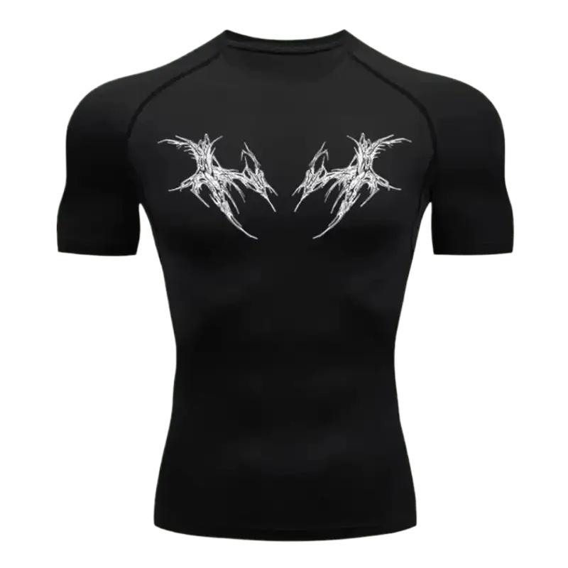 Compression Men Fitness Gym Skeleton Moisture-Wicking Sport Running T-Shirt Rashgard Tops Tee Quick Dry Short Sleeve Towel Loop