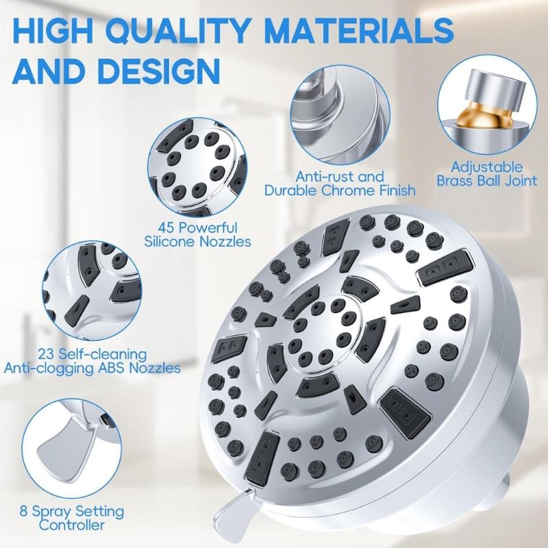 Highly Pressure Shower Filter Purifying Showerhead Bathroom Replacement Showerhead Water Softener Remove Chlorine