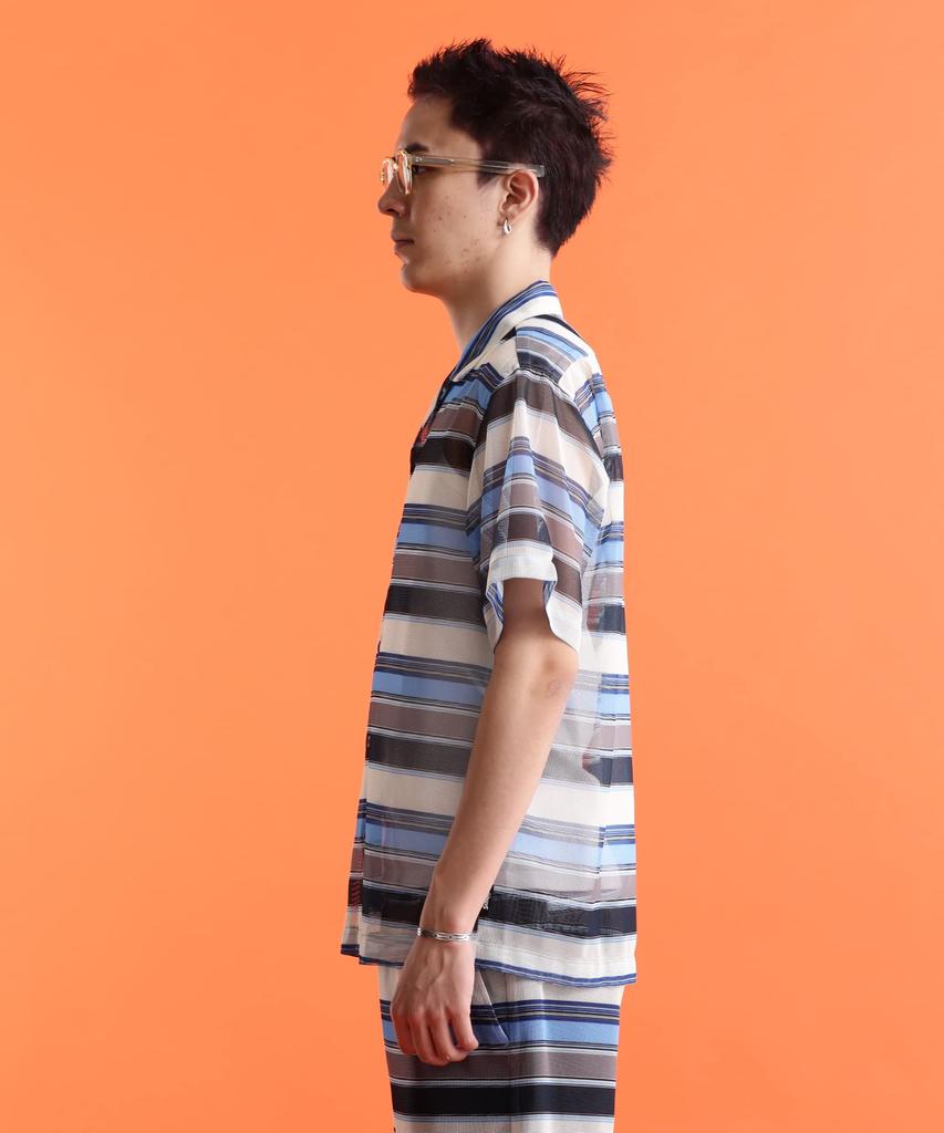 Schott NYC Patterned Mesh SS Shirt, Men's, Size M, 122, Navy Striped, 782-3123009