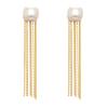 18K Gold Plated Stainless Steel Geometric Pearl Tassel Earrings - Versatile European & American Fashion Style
