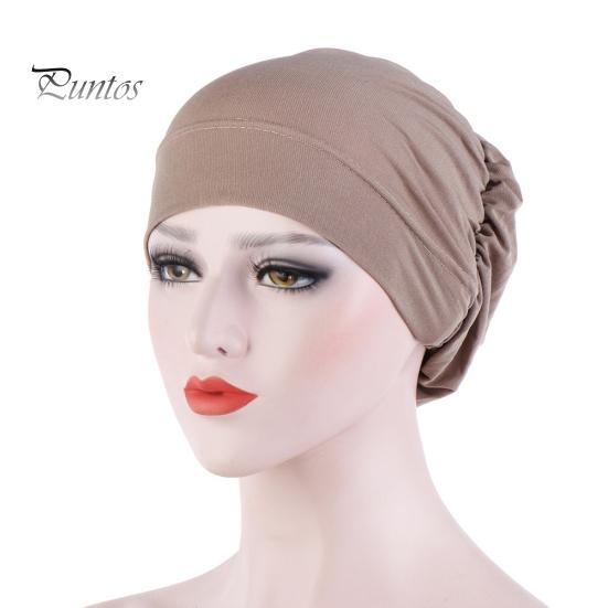Women Small Solid Color Soft Knotted Night Sleep Beanie Bonnet Chemo Hat Cover