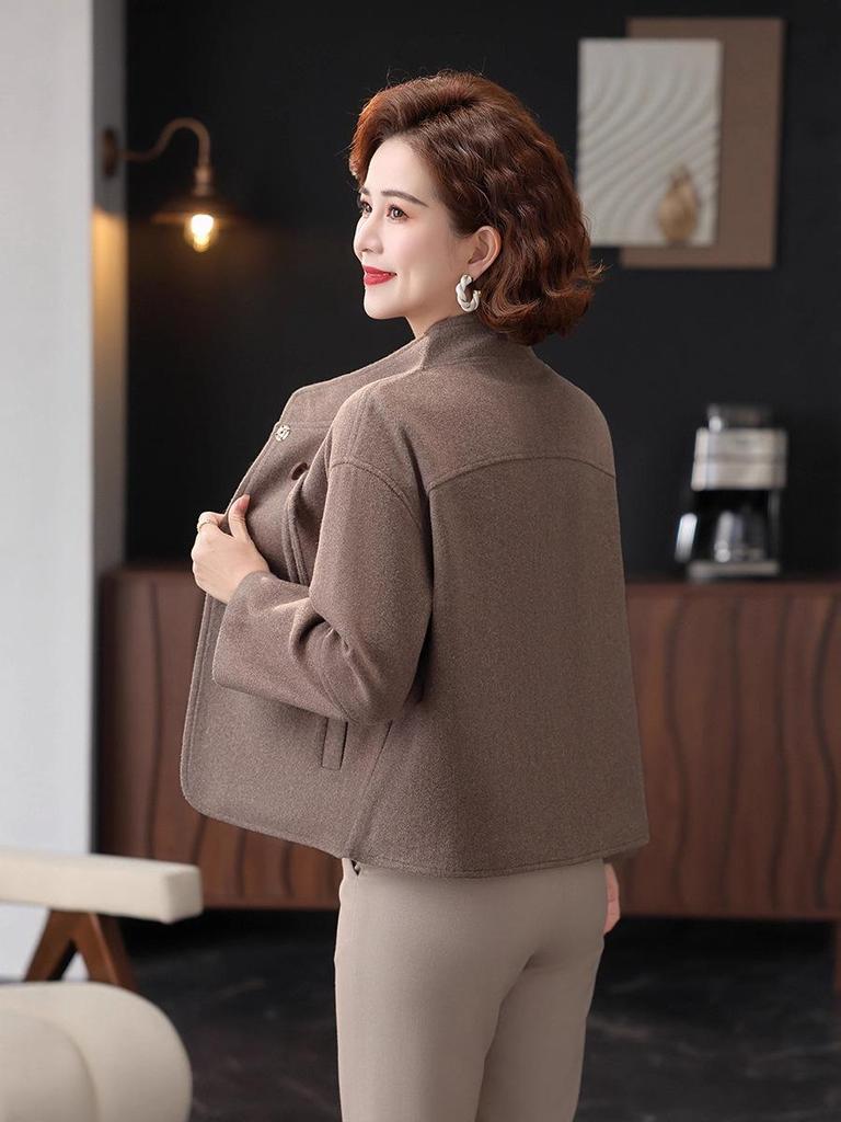 Elegantní oboustranný vlněný kabát pro ženy středního věku - Kolekce jaro a podzim 2025