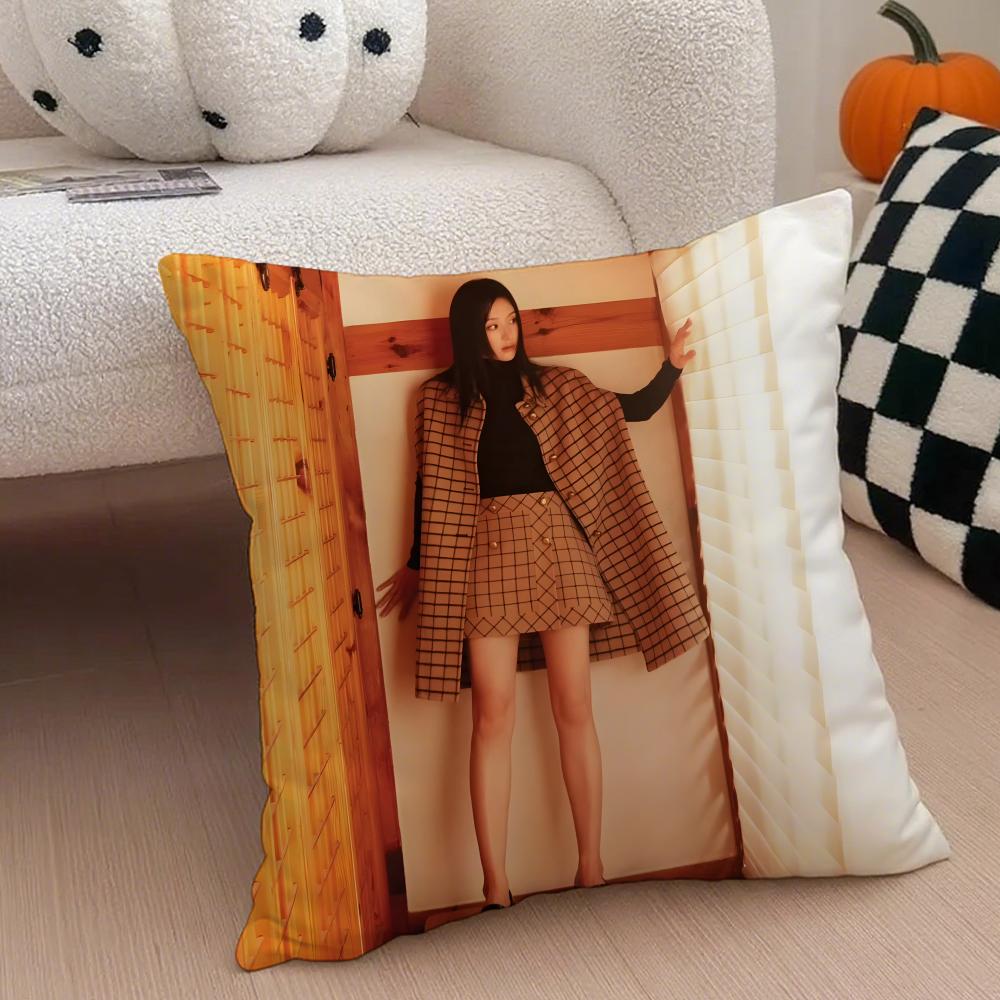 Korean KKim Ji Wons Beautiful Girl Cushion Cover Throw Pillow Cover Hidden Button Durable Polyester Chair Cushion