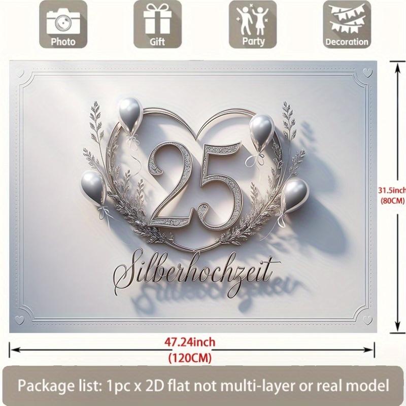 2D flat banner banner 1 piece silver wedding backdrop decoration photo polyester prop DJH