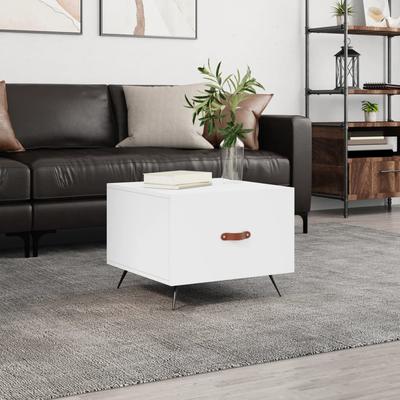 Vidaxl Coffee Table, White, 50X50X40 Cm, Wood-Based Material