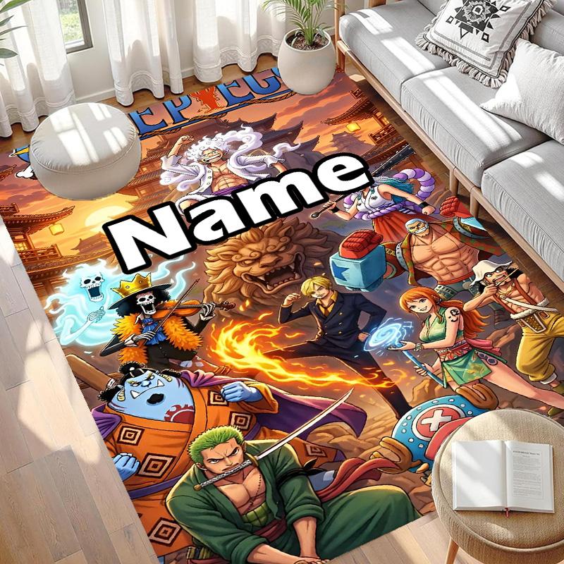 שטיח מודפס One Piece מותאם אישית עם שם, שטיח דקורטיבי רב-תכליתי לבית, לחדר משחקים, דירה, מרפסת, כניסה, מסדרון - מתנה