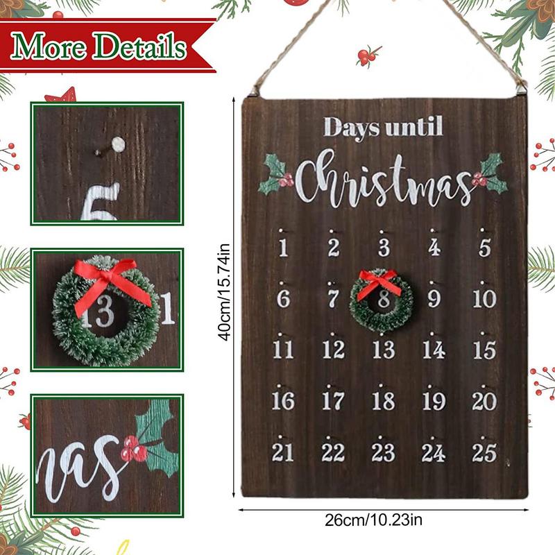 Christmas Countdown Wooden Sign Wall Count Down To Christmas Wooden Calendar Seasonal Vintage Elegance 25 Days Countdown Sign