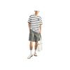 Anta Comfortable Breathable Striped Round Neck Versatile Short Sleeve T-Shirt Men Tops Snow-White 152528128-1