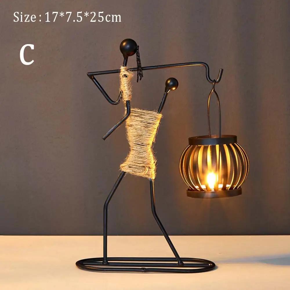 Abstract Character Sculpture Candle Holder Nordic Metal Candlestick Decor Handmade Figurines Home Decoration Art Gift
