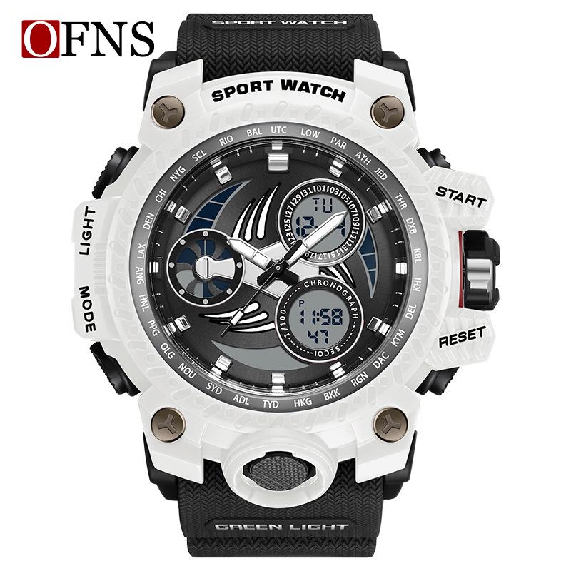 Oufannishi Multifunctional Waterproof Sports Watch with Alarm for Teens белый черный