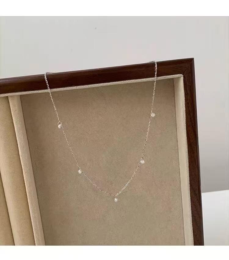 925 Sterling Silver Zirconia Water Drop Choker Necklace for Women - Elegant Korean-Inspired Clavicle Chain Accessory