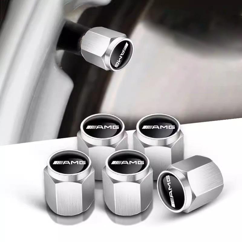 CQU1 5pcs Car Tire Stem Valve Caps Dustproof Caps Cover For Mercedes Benz AMG W203 W206 W220 W205 W211 W212 W201 W210 W108 W168