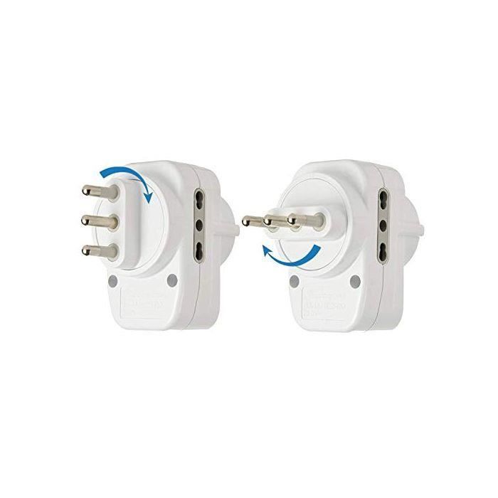 Electraline 71033 Adaptateur Bloc multiprise 3 Prises avec Interrupteur, fiche orientables, Blanc, 71033