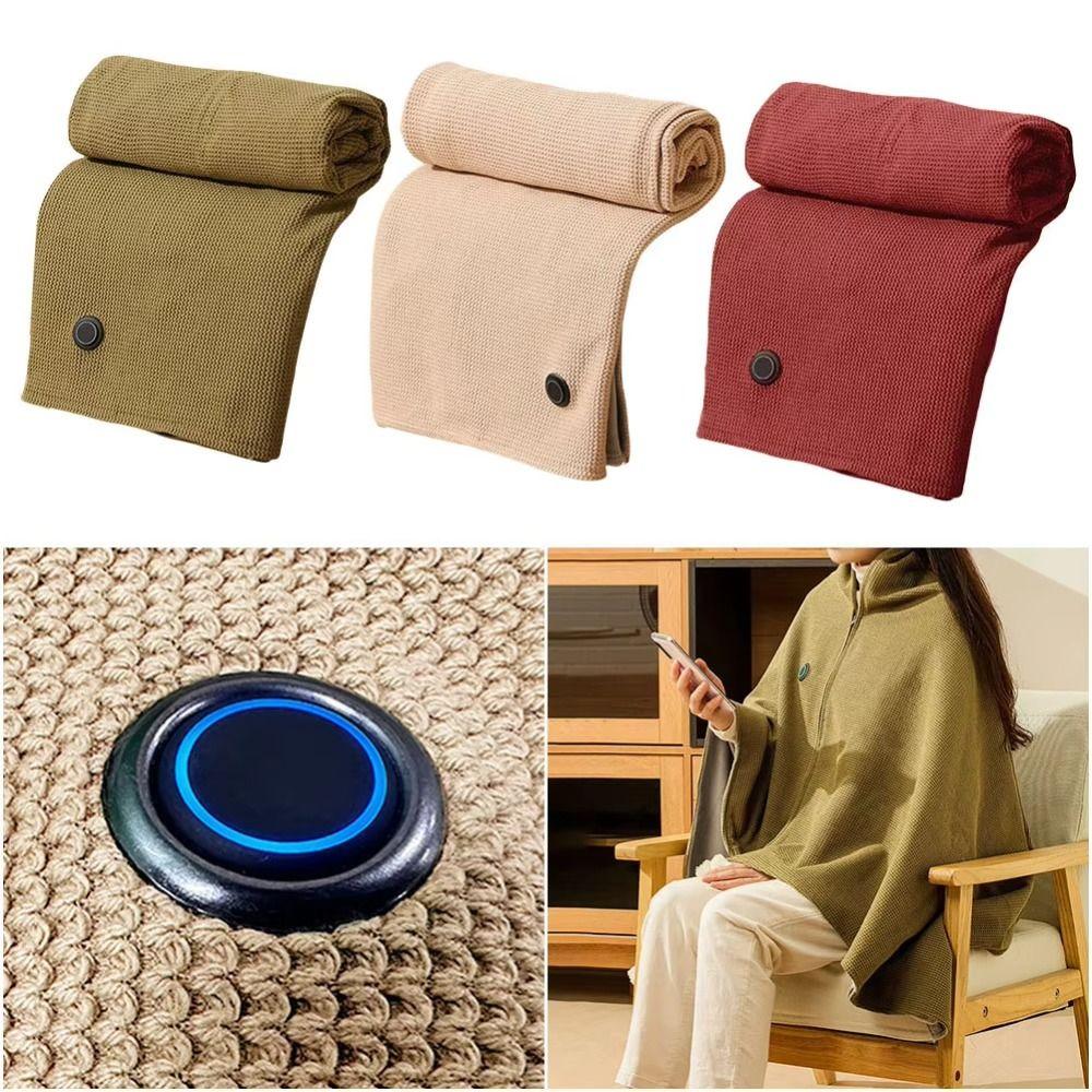 Wearable Electric Heated Blanket 3 Heating Levels Warm Heating Scarf Soft Heating Large Shawl Home
