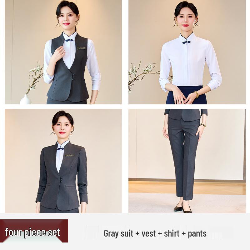 High-End Women's Workwear Set: Business Suit, Hotel Reception, Flight Attendant, Beauty Salon Uniform