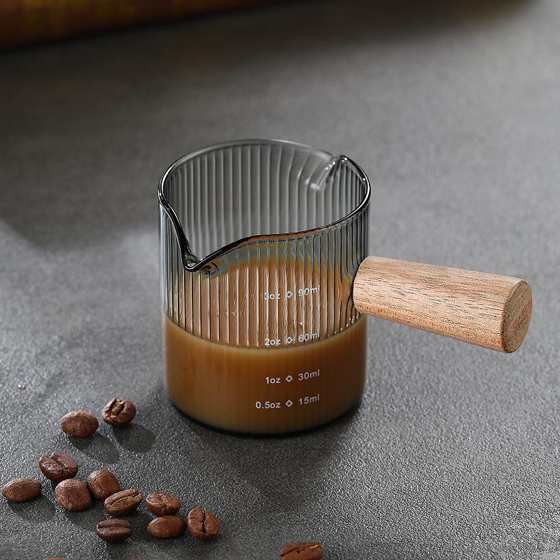 Coffee Extraction Glass Cup with Engraved Measure, High Temperature Resistance, Italian Espresso Oz Cup, Durable, Double Mouth,