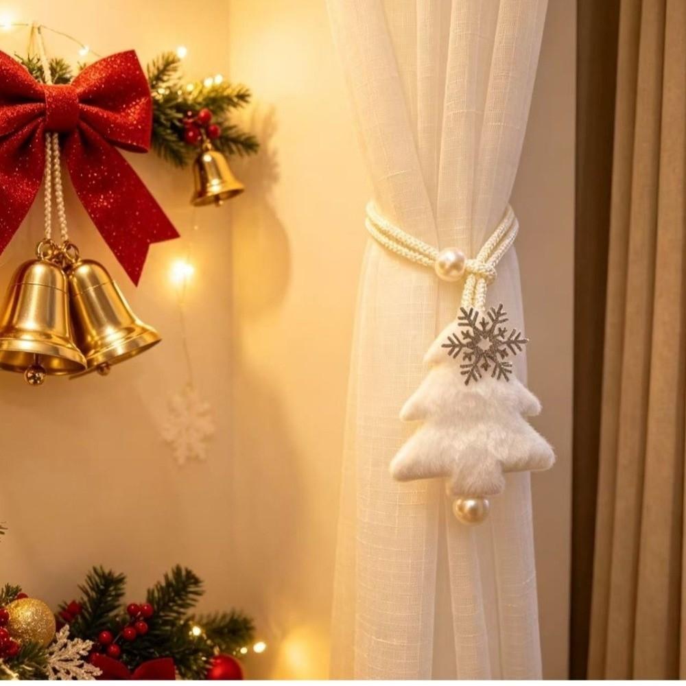 2PCS/SET Exquisite Snowflakes Curtain Rope Plush Curtain Strap Cute Curtain Buckles  Window Curtain