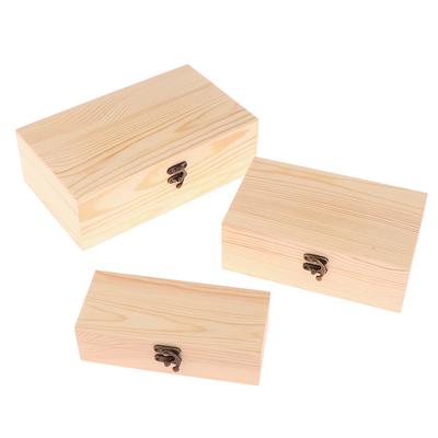 Rectangular Wooden Storage Box Organizer Wooden Storage Case Simple Storage Container Dust-Proof With Lock Jewelry Box Case