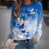 New Autumn And Winter Women'S Floral Butterfly Animal Print Round Neck Short Long Sleeved Hoodie