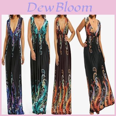 Elegant Women Dress Sleeveless V Neck Evening Party Gown Maxi Long Dress