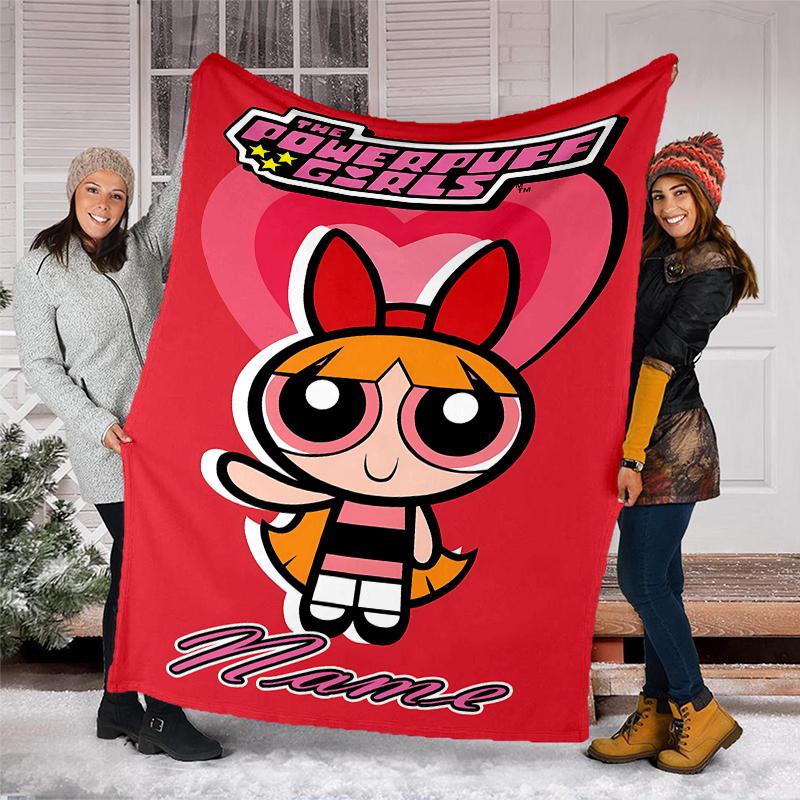 Personalized Custom Name Blanket - The Powerpuff Girls Print Design,Blanket for Sofa,Bed,Travel,Camping - Soft and Warm, Great Gift