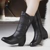 "Korean Style Plus Velvet Mid-Calf Boots for Middle-Aged and Elderly Women - Warm, Large Size Fall/Winter Fashion"