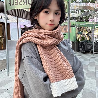Luochi Korean Style Wool Knit Scarf - Thick, Warm, Versatile Neck Gaiter for Autumn/Winter Students and Women
