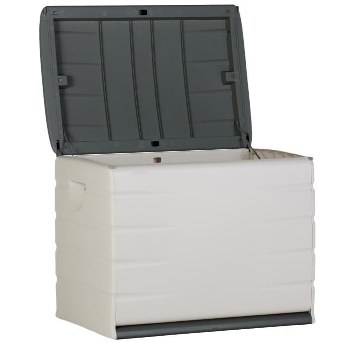 Coffre de rangement PLASTIKEN 260L - Intérieur/Extérieur Fonctionnel et Esthétique - Cadenassable avec Roulettes - 80 x 61 x 53cm