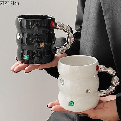 Creative Gem Water Cup Light Luxury Household Ceramic Mug Office Afternoon Tea Coffee Cup Breakfast Milk Cup Drinking Set