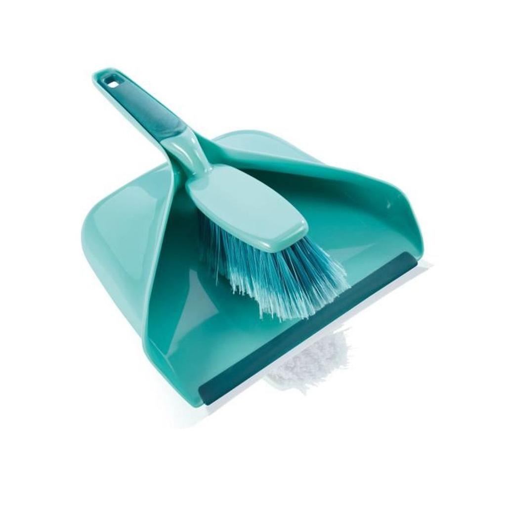Kit de balayage avec pelle a poussiere Leifheit 41410, balai avec extrémités épissées et pelle avec levre en caoutchouc extra large