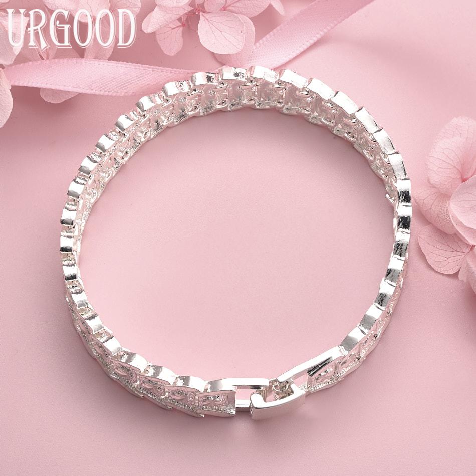 925 Sterling Sølv Bredt Armbånd Mote Smykker
