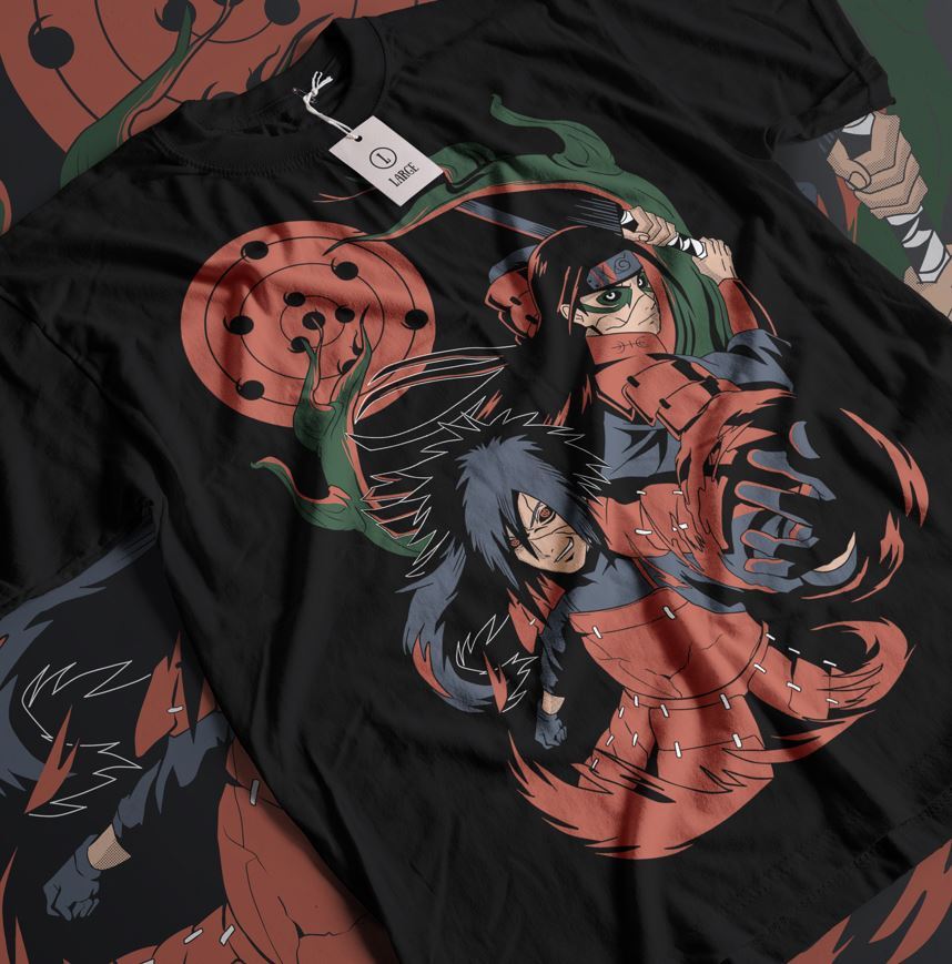 

Мадара Хаширама Футболка Наруто Шиппуден Учиха Сенджу Аниме Стиль Футболка 4XL