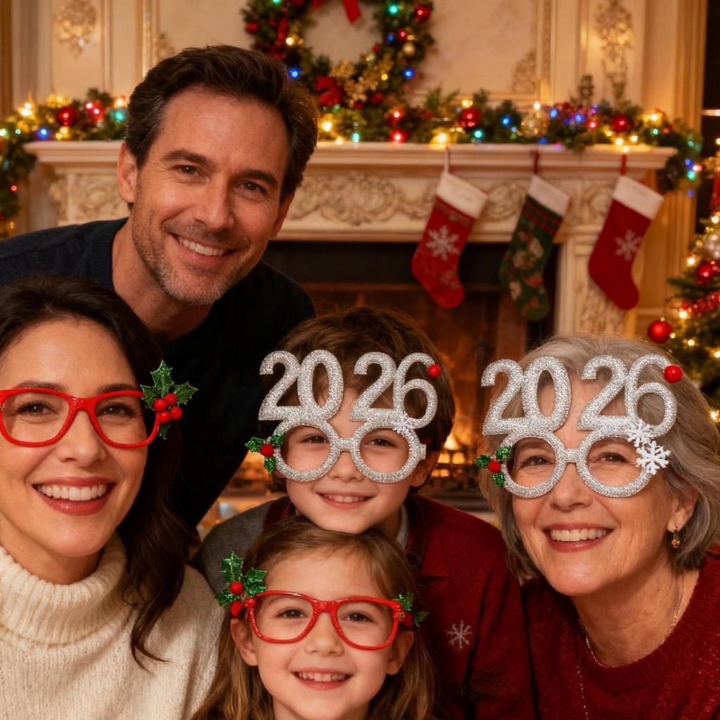 2026 Christmas Theme Digital Funny Glasses Party Decoration New Year Photo Frame Creative Eye Wear for Holiday Celebrations