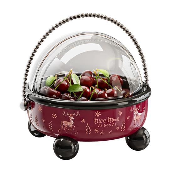 Ovocný talíř s víkem Vestavěná rukojeť Snadno čistitelný Ochranný kryt Sušené ovoce Ořechy Svačiny Předkrmy Podnos Prachotěsná nádoba na svačiny