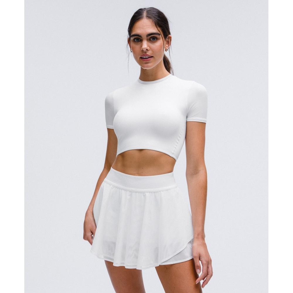 

Lululemon Wundermost Ultra Soft Nulu укороченная футболка с круглым вырезом белая XS