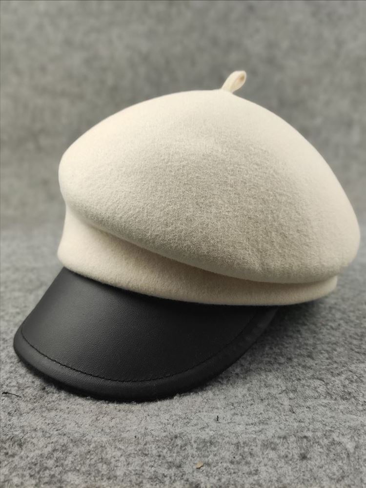 Autumn and winter wool hat female retro ins painter hat showing face small cap equestrian hat small fragrance