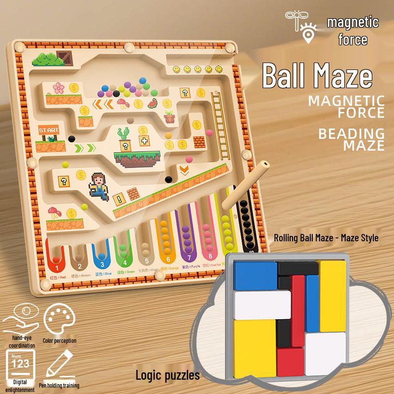 Children’s Magnetic Bead Maze Toy - Focus, Logical Thinking, Color Sorting, Early Education