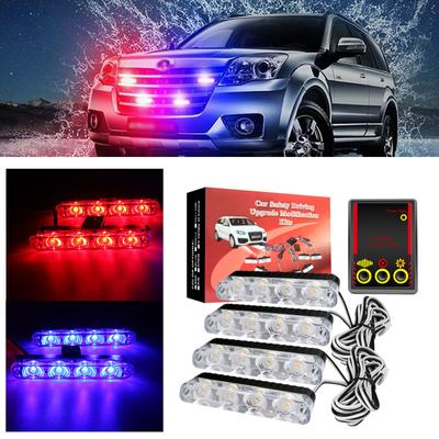 4*4 נורות LED מכונית Strobe משטרת אורות סיגריה גריל אזהרה מנורת אזהרה 12V אופנועים מהבהב פנס רכב