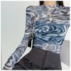 New Spring Slimming Shirt Long Sleeve Screw Thread Simple Casual Basic 2024 Screw Thread O-Neck Solid Color Tight High Collar