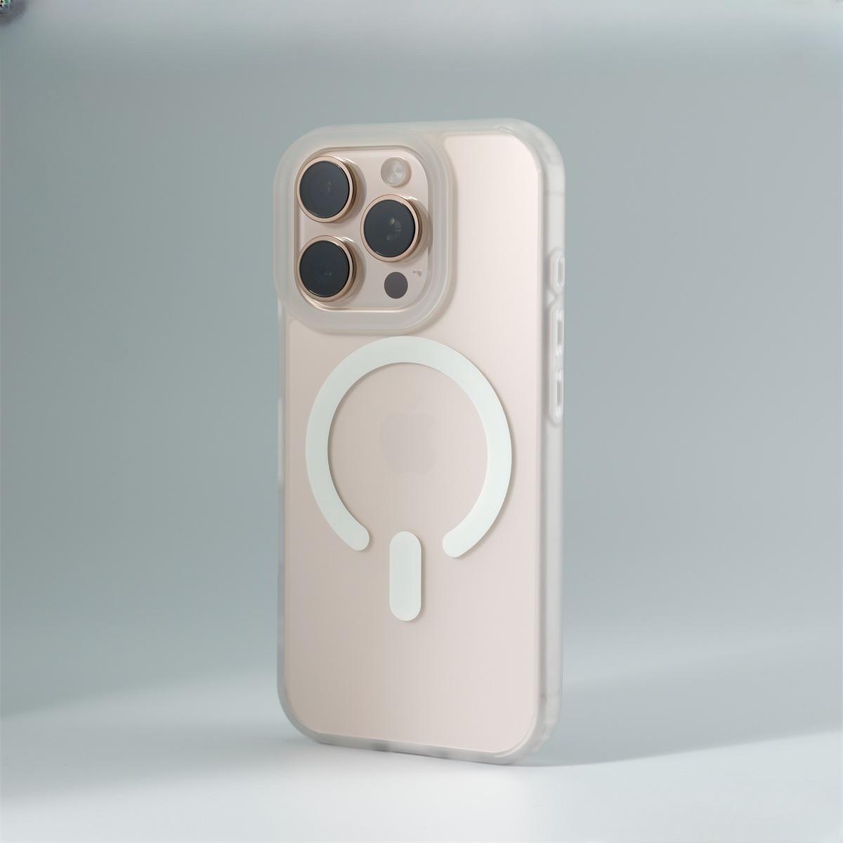 

Applicable To IPhone 16 Skin feeling Ice Fog Semi Transparent Magnetic Suction Phone Case Apple 15promax Anti Fall Protection Case 14 iPhone 16