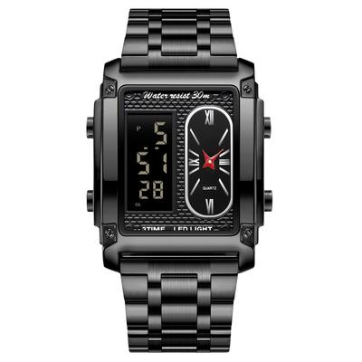 Men's Multifunction Quartz Watch with Alarm, Date and Day Display, Luminous, 30M Waterproof, Analog-Digital Watch, 12H/24H Display, Business