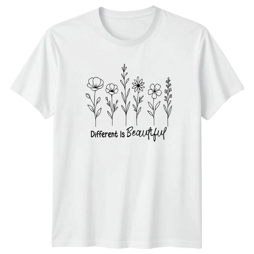 Different Is Beautiful Unisexs TShirt Self Acceptance Floral Birthday Gift S