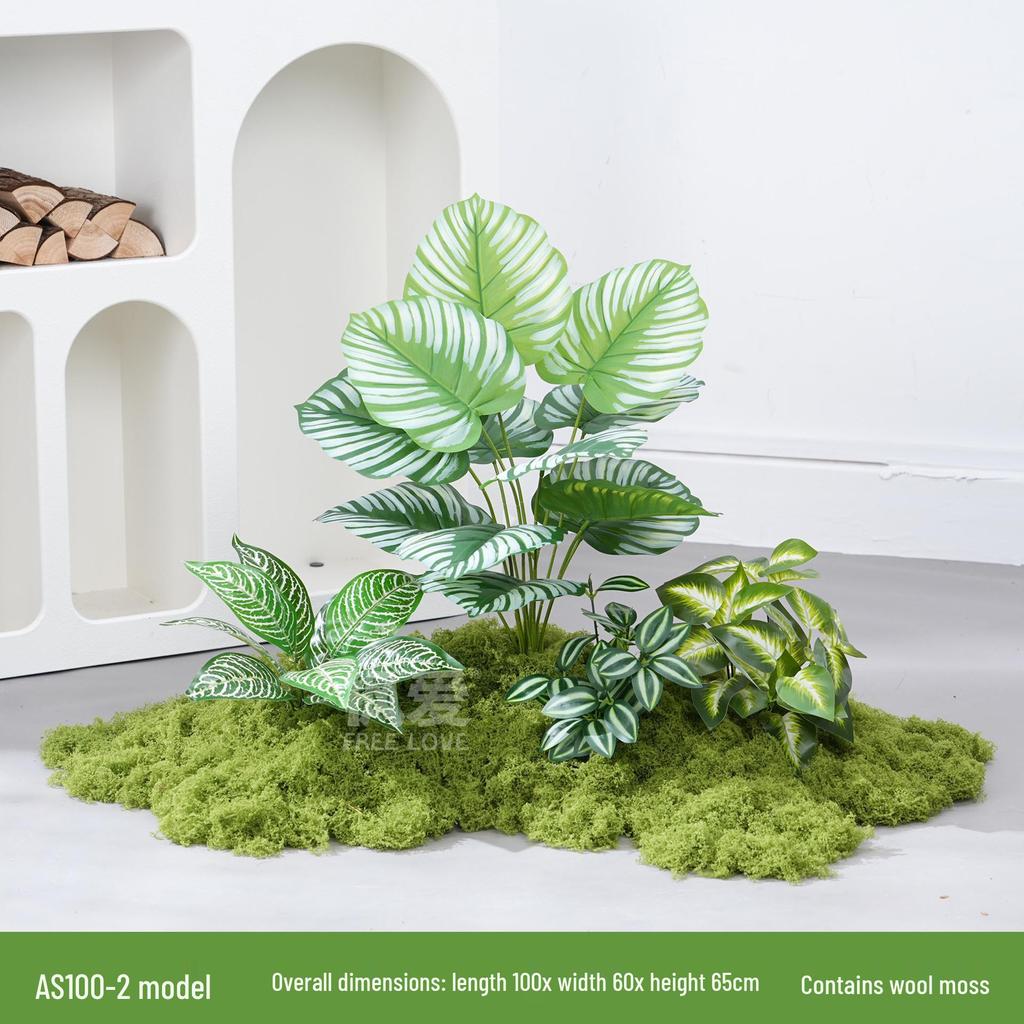 Luxury Faux Green Plant and Flower Decor - Indoor Moss and Grass Clusters for Elegant Landscaping.
