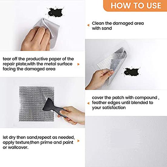 2 Stück/Set Wandreparaturpflaster Selbstklebend Feingitter Aluminium Verzinktes Stahlblech Heavy Duty Metall Gipskarton Reparaturpflaster Haushaltswaren