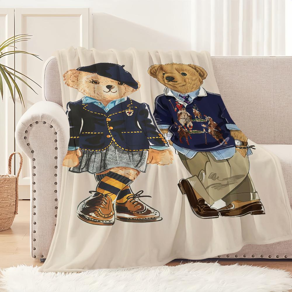 Mode P-Polo B-Bären Luxusdecke Weich Bequem Nickerchen Plüsch Geeignet für Wohnzimmer Büro Schlafzimmer Geburtstag Zuhause Kindergeschenk